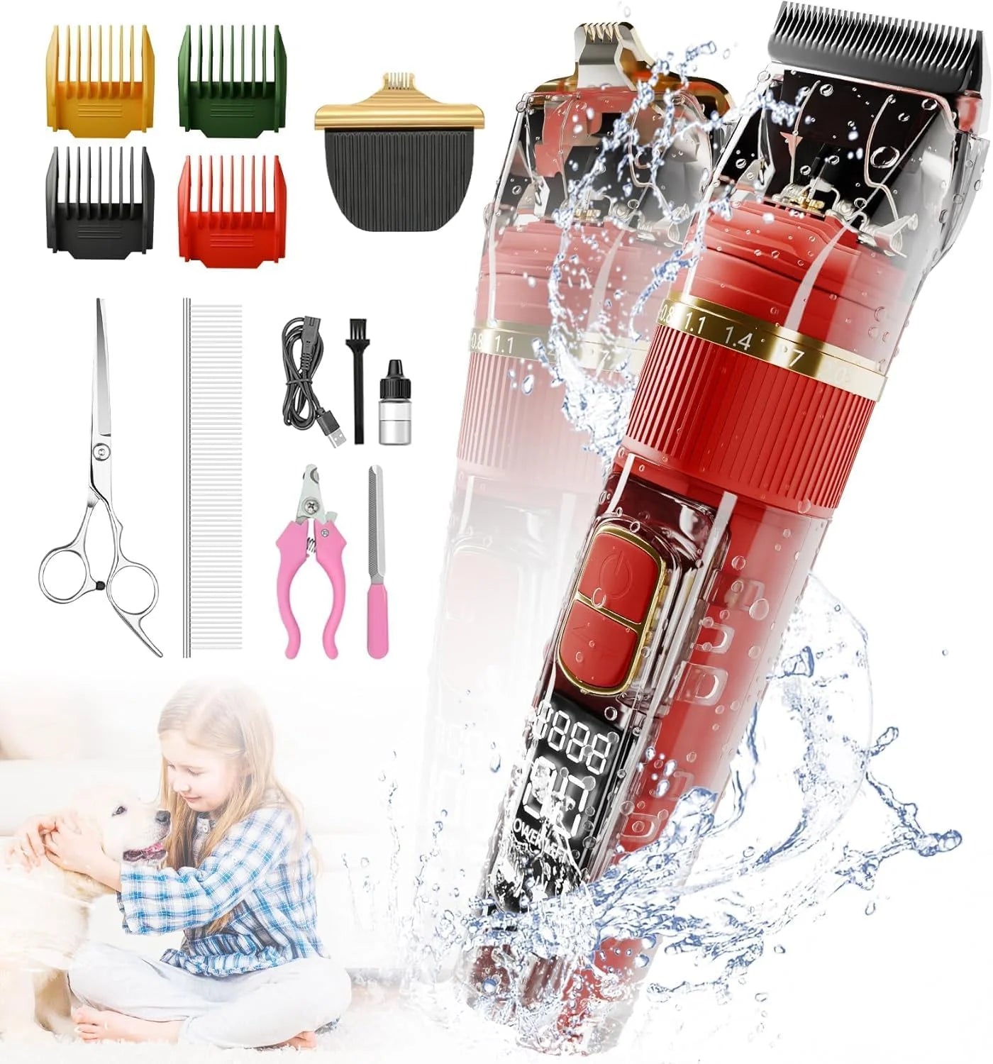 Waterproof Pet Shaver with Nail Clipper