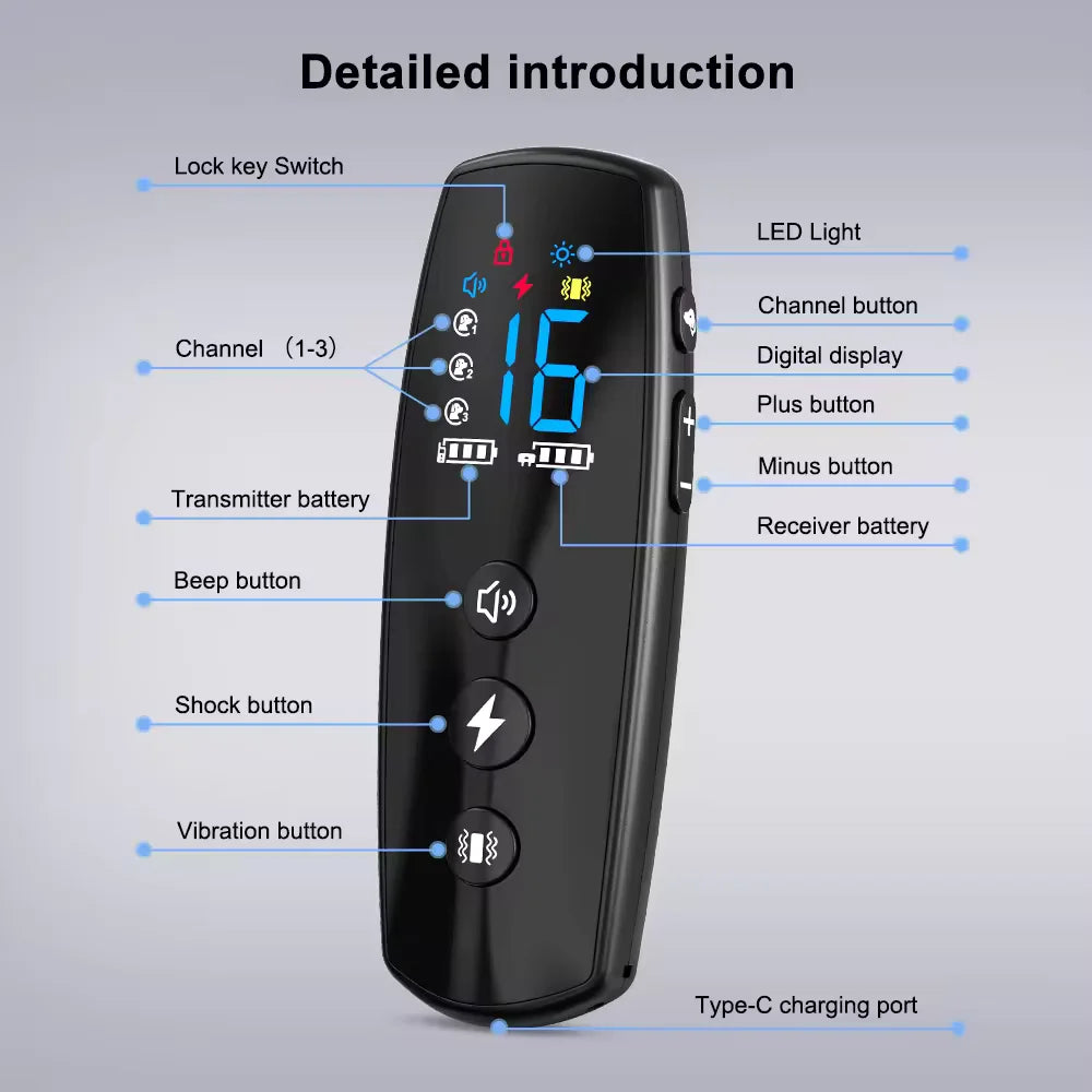 Long-Range Dog Training Collar with Static & Vibration
