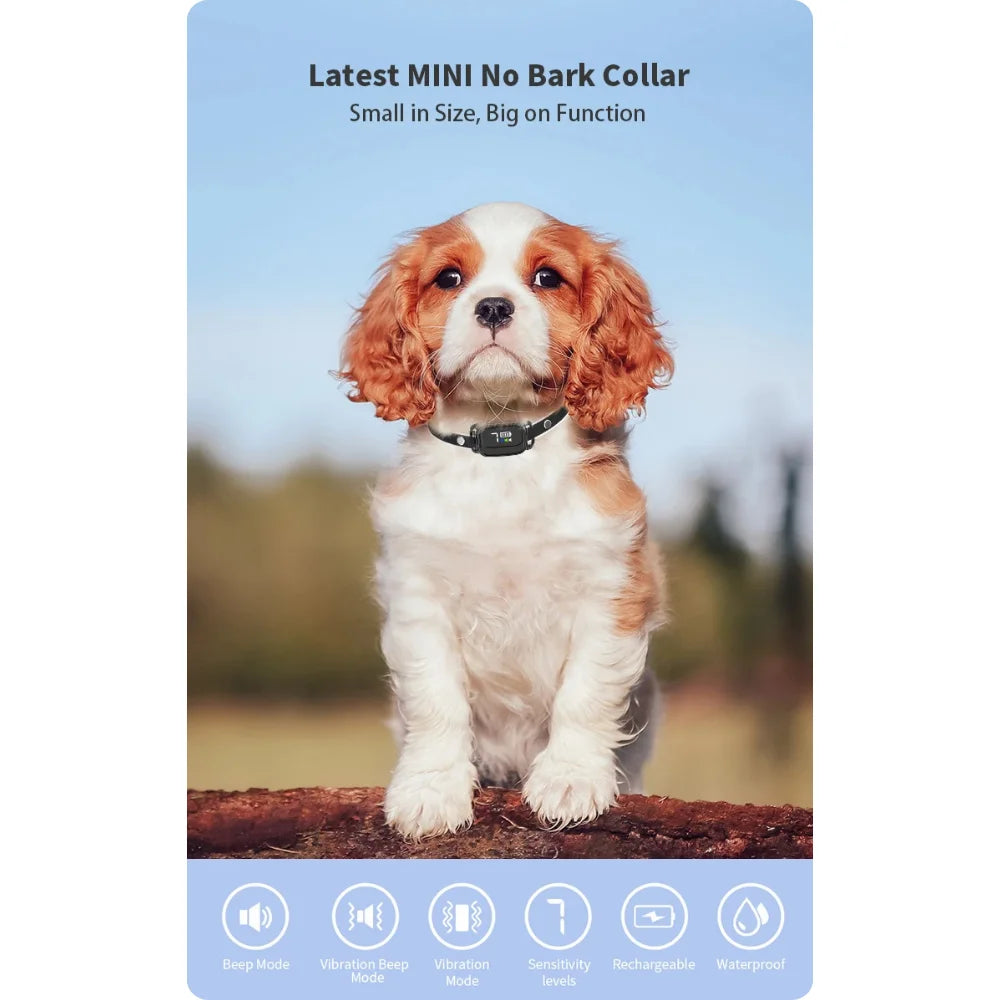 Rechargeable Mini Anti-Bark Collar with LCD Screen