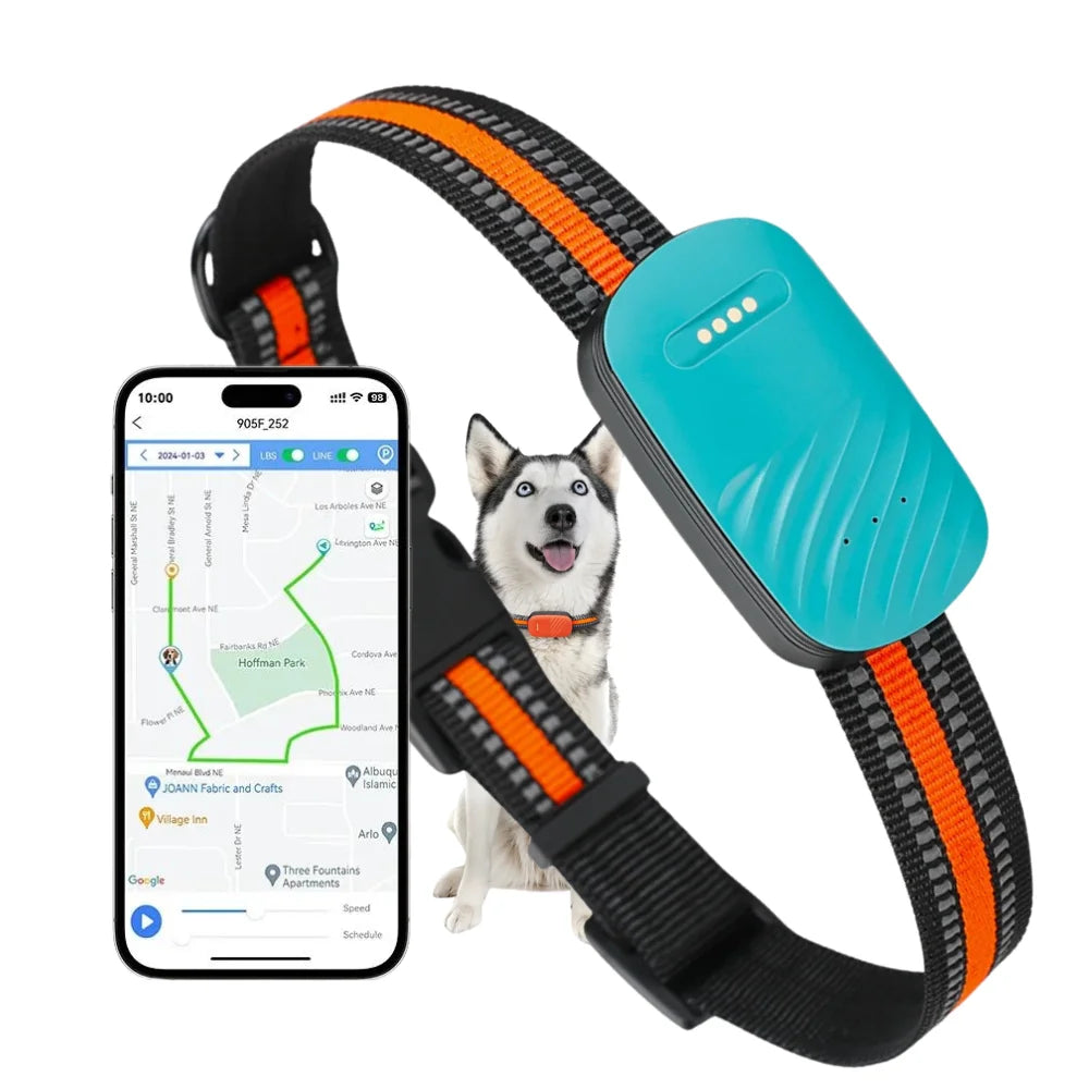 Adventure Tracker 4G GPS Dog Collar with Voice Call and Geo Fence Light Blue